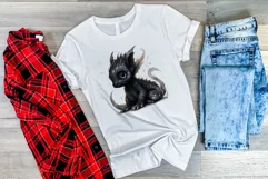 Cute Black Baby Dragon Clipart PNG for Sublimation Product Image 3