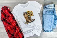 Watercolor Western Boots and Sunflowers PNG for Sublimation Product Image 3