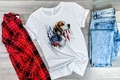 Patriotic Beagle Dog Watercolor Clip Art, PNG Sublimation Product Image 3