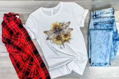 Watercolor Dragonfly and Sunflowers PNG for Sublimation Product Image 3