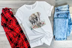 Watercolor Mother and Baby Elephant PNG for Sublimation Product Image 3