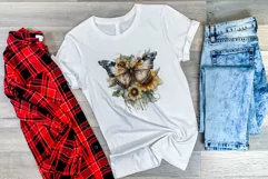 Watercolor Butterfly and Sunflowers PNG for Sublimation Product Image 3