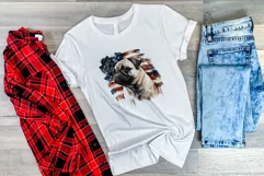 Patriotic Pug Dog Breed Watercolor Clip Art, PNG Sublimation Product Image 3