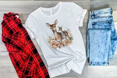 Watercolor Deer Mom and Baby Clipart PNG for Sublimation Product Image 3