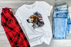 Patriotic Beagle Dog Watercolor Clip Art, PNG Sublimation Product Image 3