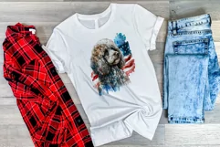 Patriotic Poodle Dog Watercolor Clip Art, PNG Sublimation Product Image 3
