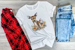 Watercolor Deer Mom and Baby Clipart PNG for Sublimation Product Image 3