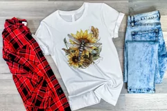 Watercolor Dragonfly and Sunflowers PNG for Sublimation Product Image 3
