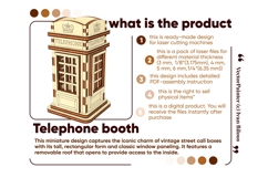 Telephone booth Storage Box - Laser Cut File, London Plywood Product Image 4