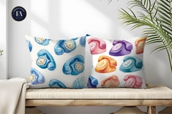 Cartoon Seashell Telephone Watercolor Seamless Digital Paper Product Image 2