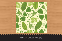 Seamless Tropical Green Leaves Pattern with Stitched Details Product Image 2