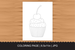 Simple Cupcake Coloring Page with Cherry for Kids and Adults Product Image 1