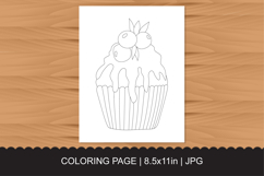 Simple Cupcake Coloring Page with Berries for Kids Product Image 1