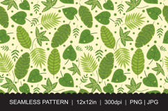 Seamless Tropical Green Leaves Pattern with Stitched Details Product Image 1