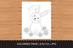 Cute Bunny Coloring Page with Daisies for Kids Product Image 1