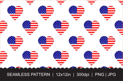 Seamless USA Flag Heart Pattern on Transparent Background Product Image 1