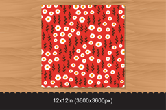 Seamless Red Folk Floral Pattern with White Daisy Flowers Product Image 2