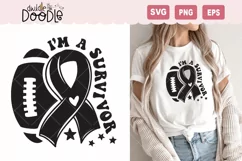 I'm a survivor - Football Cancer Awareness SVG Product Image 1