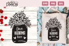 Love Blooms Here SVG | Farm house Mason Jar SVG Product Image 1