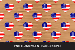 Seamless USA Flag Heart Pattern on Transparent Background Product Image 2