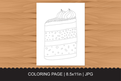 Layer Cake Slice Coloring Page with Whipped Cream Frosting Product Image 1