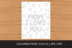 Mom I Love You Coloring Page with Floating Hearts for Kids Product Image 1