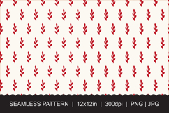 Seamless Red Branch Pattern with Minimalist Leaf Product Image 1