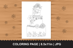 Floral Wedding Cake Coloring Page for Adults and Kids Product Image 1