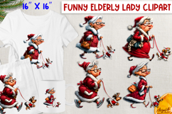 Christmas elderly old lady clipart bundle Humor Funny woman Product Image 6