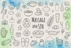 Spa and Massage salon doodle design kit Product Image 1
