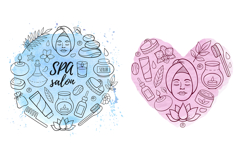 Spa and Massage salon doodle design kit Product Image 5