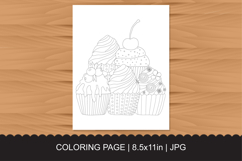 Cute Cupcakes Coloring Page with Cherry and Frosting Product Image 1