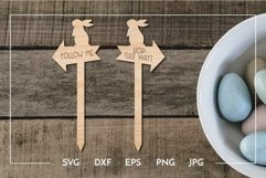 Bunny arrow egg hunt sign Laser cut engrave Product Image 1