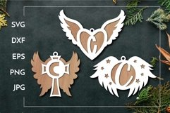 Letter C wings ornaments | Layered Laser cut Product Image 1