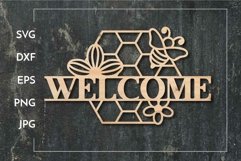 Welcome Honeycomb Bee - Layered Paper cut - Laser cut Product Image 1