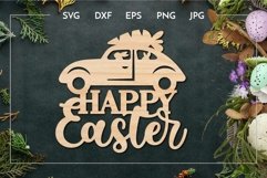 Easter Car carrying carrot| Happy Easter sign | Laser cut Product Image 1