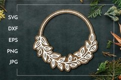 Round half floral wreath | Flower layered frame Laser cut Product Image 1