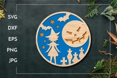 Round scarry moon sign | Layered Halloween Laser cut Product Image 1