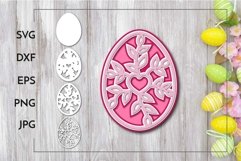 Layered Easter egg with greenery branches Laser cut Product Image 1