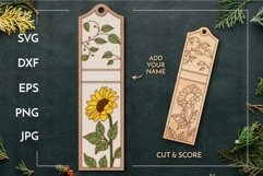 Sunflower customizable bookmark | Laser cut & score Product Image 1