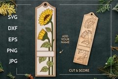 Customizable sunflower bookmark | Laser cut & score Product Image 1