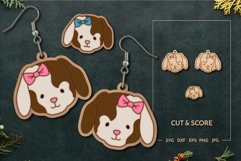 Puppy with a bow earrings | Pin | Jewelry Laser cut score Product Image 1