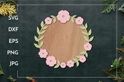 Floral round sign frame | Laser cut decoration Product Image 1