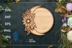 Sunflower crescent moon sign - DIY paint Laser cut and score Product Image 1