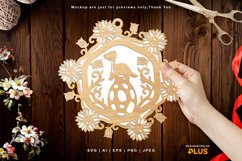 Brontosaurus and Egg with Sunflower Ornament Frame Papercut Product Image 1