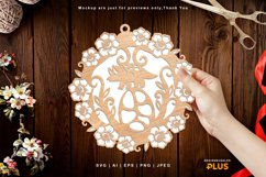 Triceratops and Egg with Violet Flower Ornament Frame Product Image 1