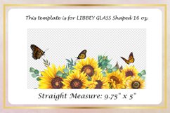 Sunflower Butterfly 16 Oz Libbey Glass Can Wrap PNG Product Image 2