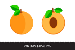 Apricot SVG Set - Whole and Half Cut Orange Fruit Vector Product Image 1