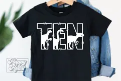 10th Birthday Boy Dinosaur SVG - Ten Dinosaur Shirt PNG Product Image 4