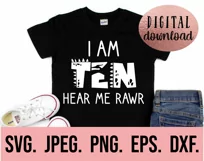 Dinosaur 10th Birthday Boy SVG - Ten Dinosaur Shirt Clipart Product Image 2